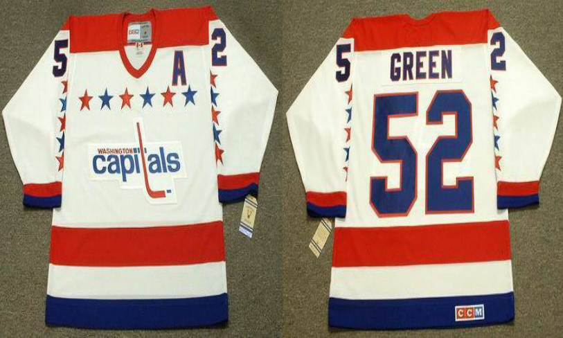 2019 Men Washington Capitals #52 Green white CCM NHL jerseys